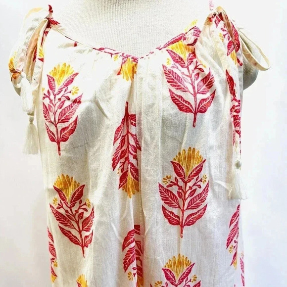 Women Sleeveless Pullover V-Neck Neck Tassels Fully Lined Floral Dress Size PXL - Picture 3 of 11